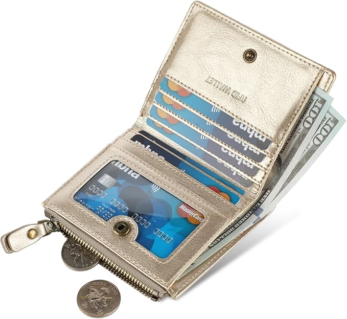 Lavemi Ultra Thin Small Compact Leather Womens Girls Wallets RFID Blocking Credit Card Holder for Women