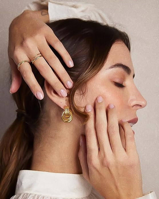 Chunky Small Knot Earrings Gold Silver Geometric Earrings for Women Dainty Gold and Silver Plated Dangle Drop Earrings Hypoallergenic and Lightweight Fashion Trendy Jewelry Gifts