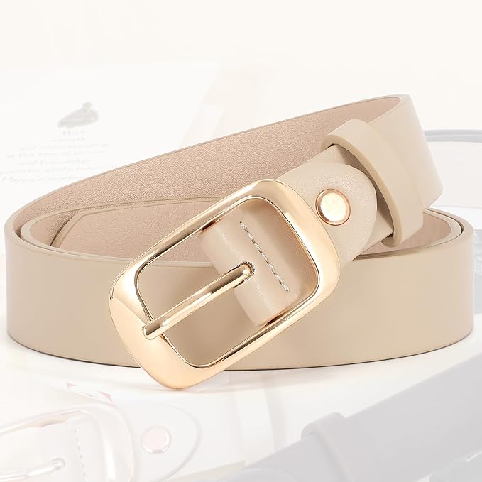 XZQTIVE 2 Pack Women Plus Size Leather Belts Fashion Cowhide Waist Belt with Solid Pin Buckle for Jeans Pants Dress