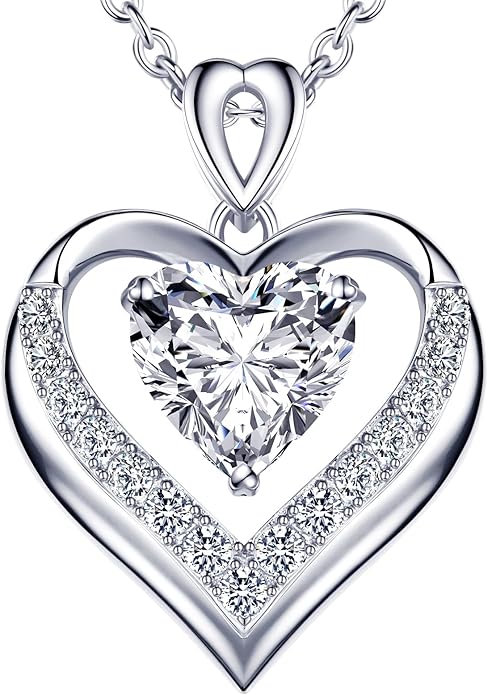 Beam & Bask 2-3 Ct Moissanite Double Heart Pendant Necklaces for Wife, 18K Gold Plated S925 Silver Jewelry for Women Girlfriend Mom Her on Anniversary Birthday