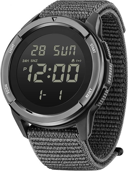 Digital Watch Military Watches for Men Black Tactical Sports Waterproof Men's Women's Wrist Watch with LED Backlight Nylon Band Stopwatch,Green