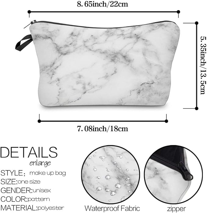 Deanfun Cosmetic Bag for Women, Durable Roomy Marble Makeup Bags Travel Waterproof Toiletry Bag Accessories Organizer Gifts (51973)