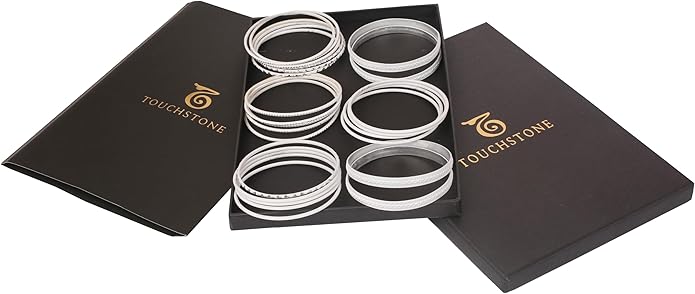 Touchstone Indian Metal Bangles for Women Gold Alloy Bracelets desi 2 Dozen Bangle Collection Bollywood Women's Jewelry Set Multi Stacking Wide Chunky Textured Golden Set of 24 in Gold or White Tone