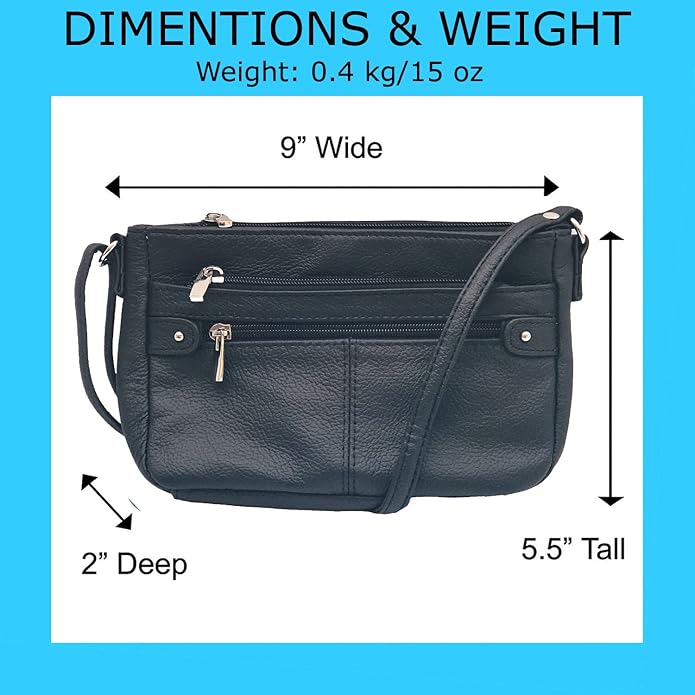 Cowhide Leather Women's Shoulder Purse Small Cross Body Organizer Bag with Many Pockets