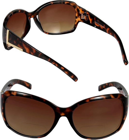 Bifocal Sunglasses 'The Fashionista' Women's Designer Outdoor Reading Glasses with UV400 Protection (2 Pack)