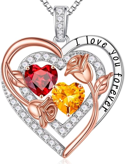 Iefil Mothers Day Gifts for Wife - Sterling Silver Birthstone Necklace Birthday Gifts for Her Wife