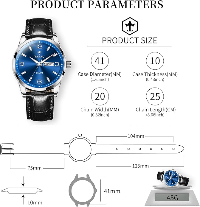 Watches for Men Adjustable Large Arabic Numerals Mens Watches Waterproof Band with Date Popular Quartz Men's Wrist Watch