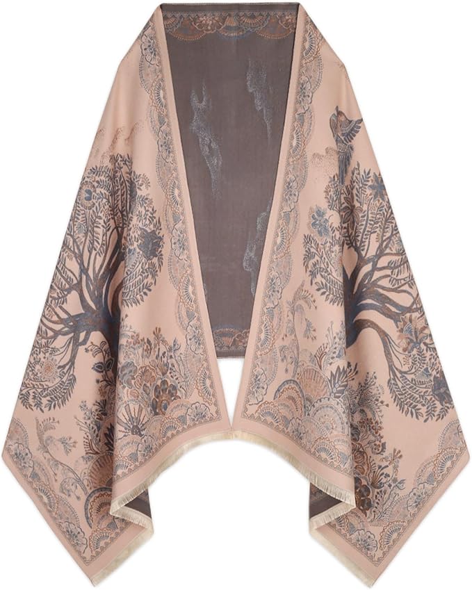 EXTREE Scarfs for Women Pashmina Silky Shawl Wrap for Evening Dressing Blanket Open Front Poncho Cape