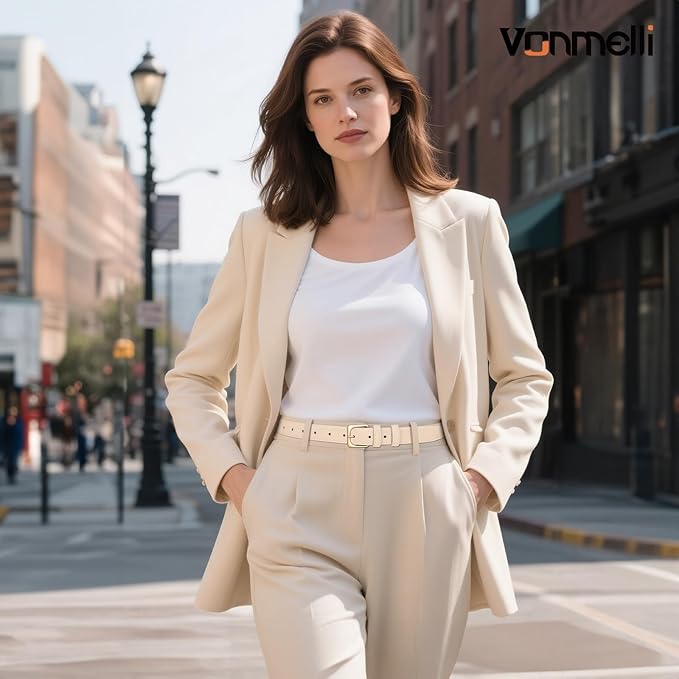 VONMELLI Womens Thin Leather Belt for Jeans Pants Dress Fashion Skinny Belt with Gold Buckle for Women