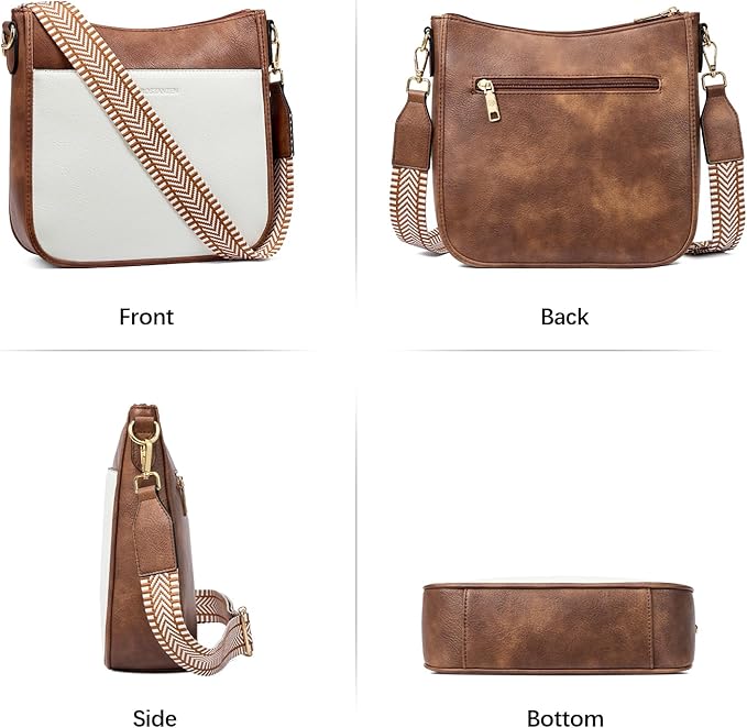 BOSTANTEN Crossbody Bags for Women Trendy Vegan Leather Hobo Purses Shoulder Handbags With Wide Shoulder Strap