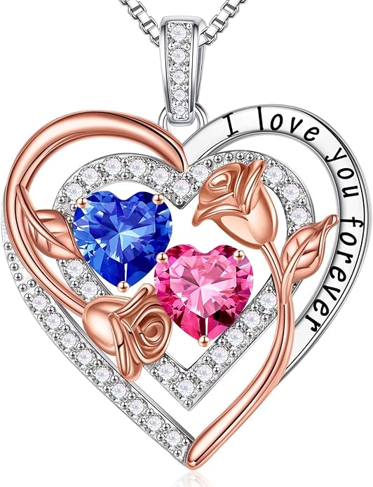 Iefil Mothers Day Gifts for Wife - Sterling Silver Birthstone Necklace Birthday Gifts for Her Wife