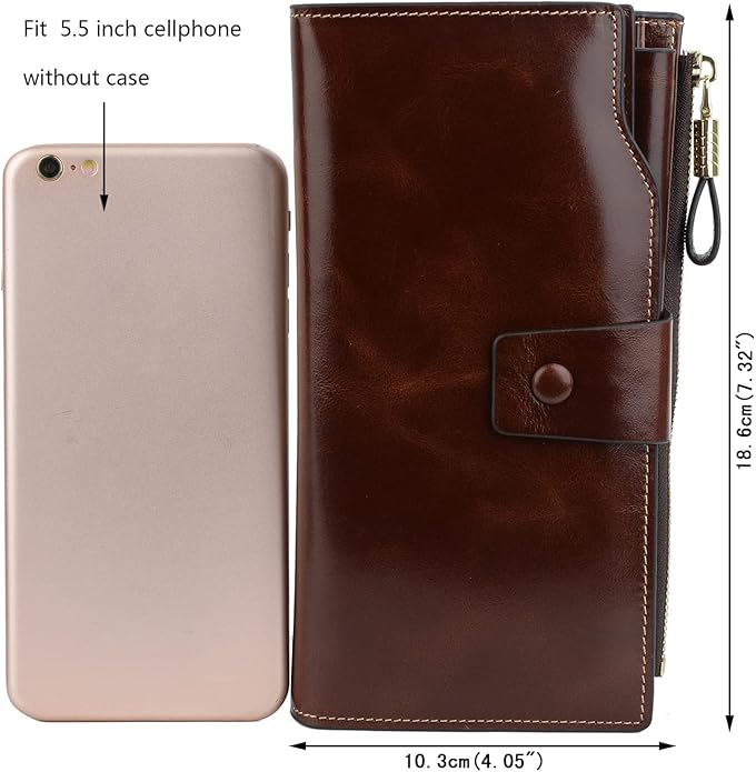 YALUXE Women's Genuine Leather Wallet RFID Blocking Multi Card Holder with Cell Phone Pocket Mothers Day Gifts