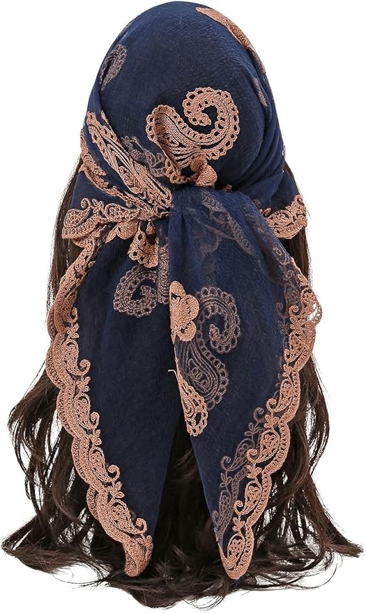 Floerns Women's Flower Embroidery Hair Scarf Headband Sheer Lace Hair Bandana