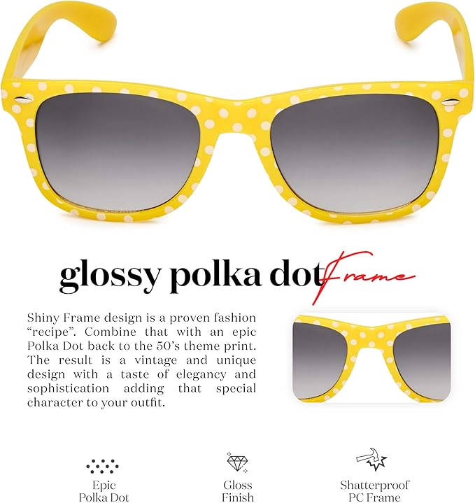 Retro Rewind Polka Dot Vintage Fashion Sunglasses for Women UV400