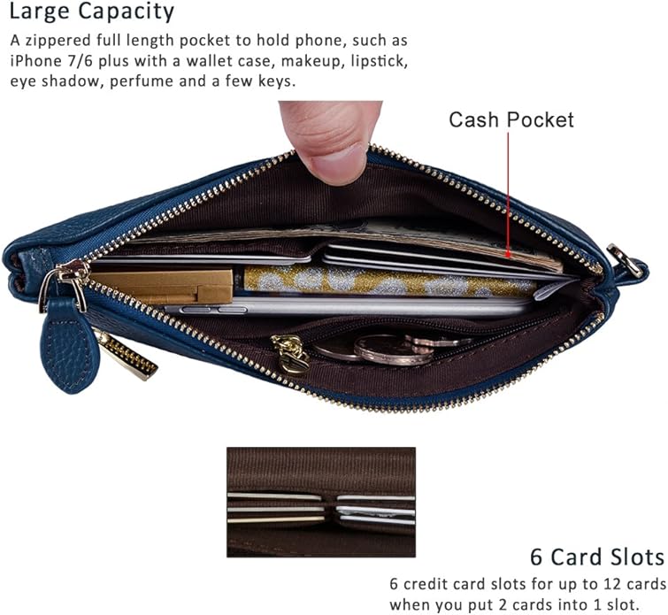 befen Genuine Leather Wristlet Clutch RFID Blocking Bag Cell Phone Wallet Purse Wristlet Wallet Purses and Handbags for Women