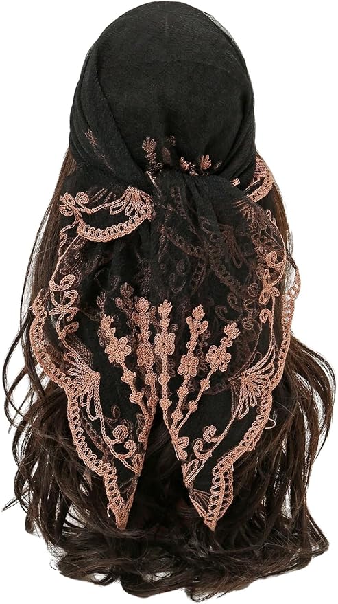 Floerns Women's Flower Embroidery Hair Scarf Headband Sheer Lace Hair Bandana