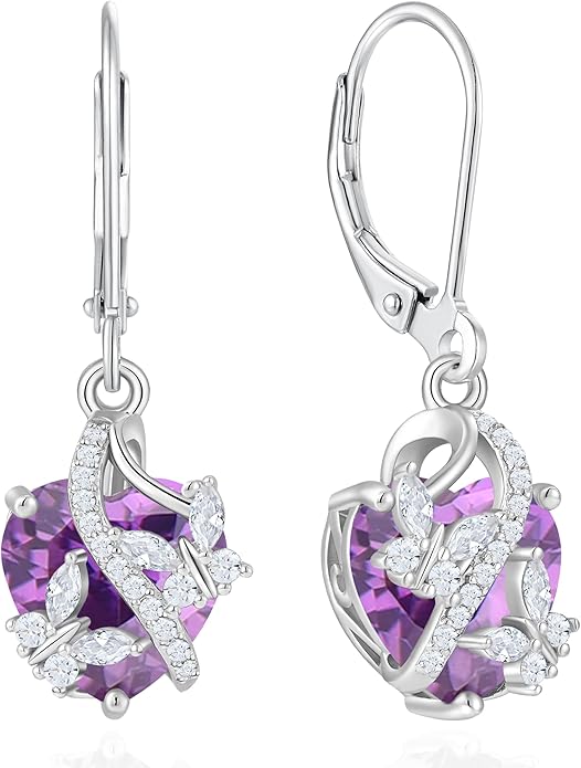 Butterfly Earrings for Women 925 Sterling Silver Heart Earring Birthstone Jewelry