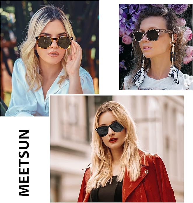 MEETSUN Retro Polarized Sunglasses for Women Men Classic Mirror Lens Driving Trendy Sun Glasses UV Protection (3 Pack)