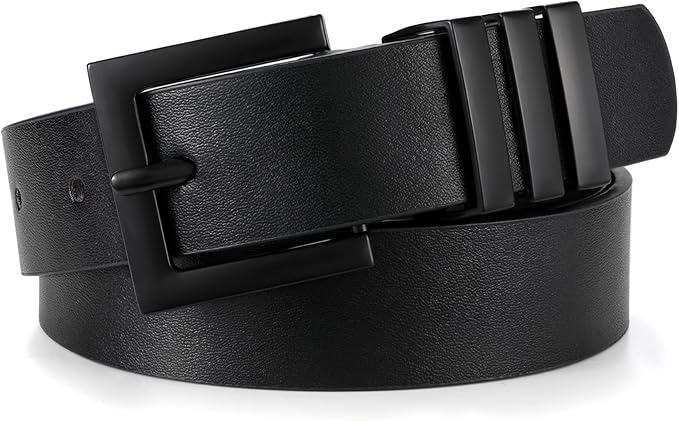 XZQTIVE Plus Size Women's Leather Belts for Jeans Pants Dress Fashion Ladies Waist Belt with Square Gold Buckle