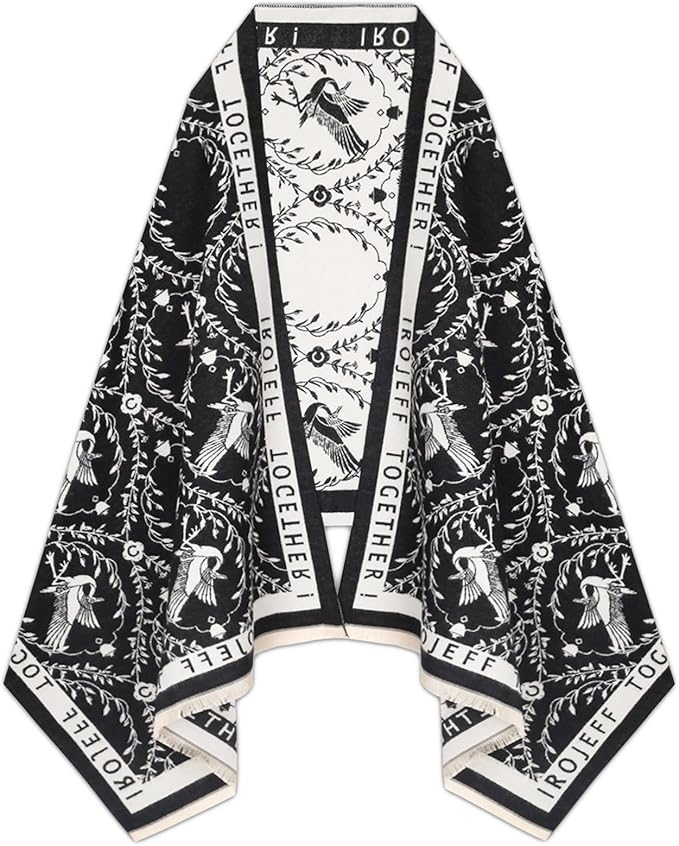 EXTREE Scarfs for Women Pashmina Silky Shawl Wrap for Evening Dressing Blanket Open Front Poncho Cape