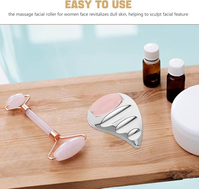 Face Gua Sha Massage Roller: Stainless Steel Facial Massager Scraping Board for Women Skincare - Facial Roller Gua Sha for Lifting/Shaping Spa/Home
