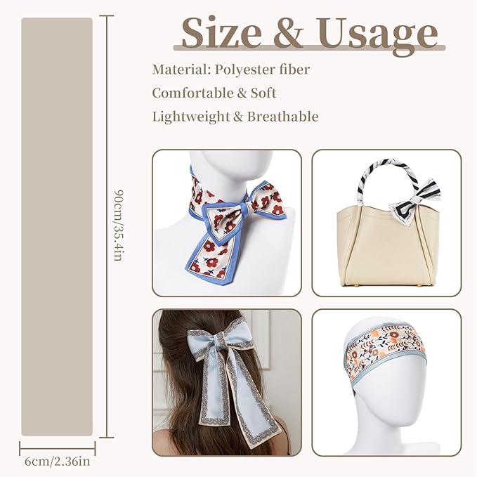4 Pack Purse Scarf Handbags Skinny Twill Hair Scarves Narrow Neck Scarf Band Women Fashion Accessories Bag Charms