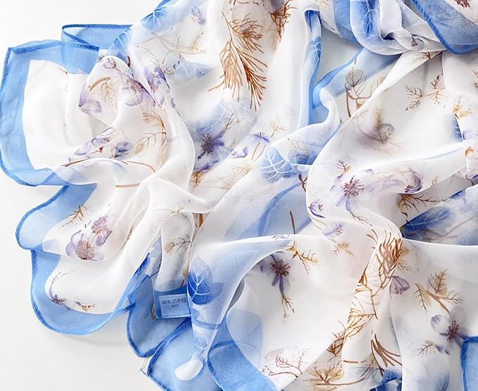 Pokeedioty Scarfs for Women Lightweight Fashion Scarves Elegant Floral Pattern Sheer Scarfs Sunscreen Shawls Wraps