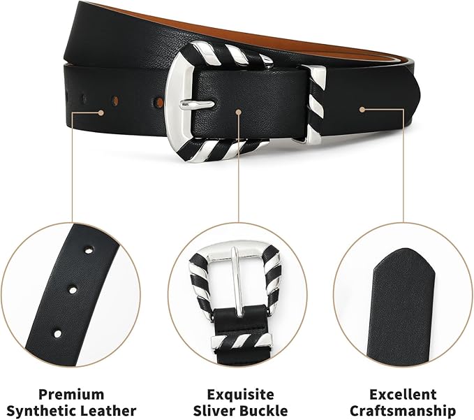 Fashion Waist Belt with Gold Buckle Women's Belts for Jeans Stylish Leather Belts for Women