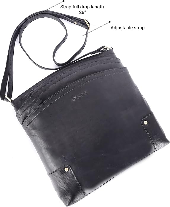 Terry Large Soft Real Leather Womens Crossbody Handbags and Purses-Triple Zip Premium Sling Crossover Shoulder Bag
