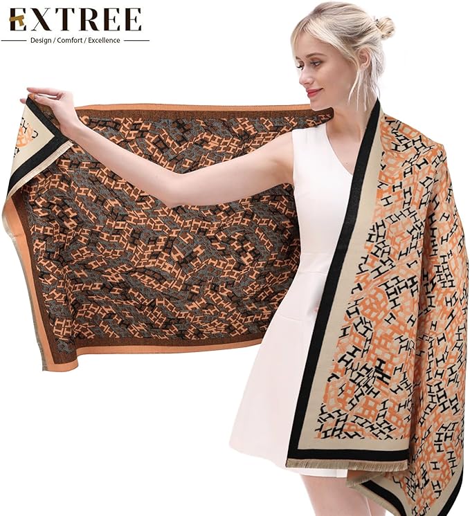 EXTREE Scarfs for Women Pashmina Silky Shawl Wrap for Evening Dressing Blanket Open Front Poncho Cape