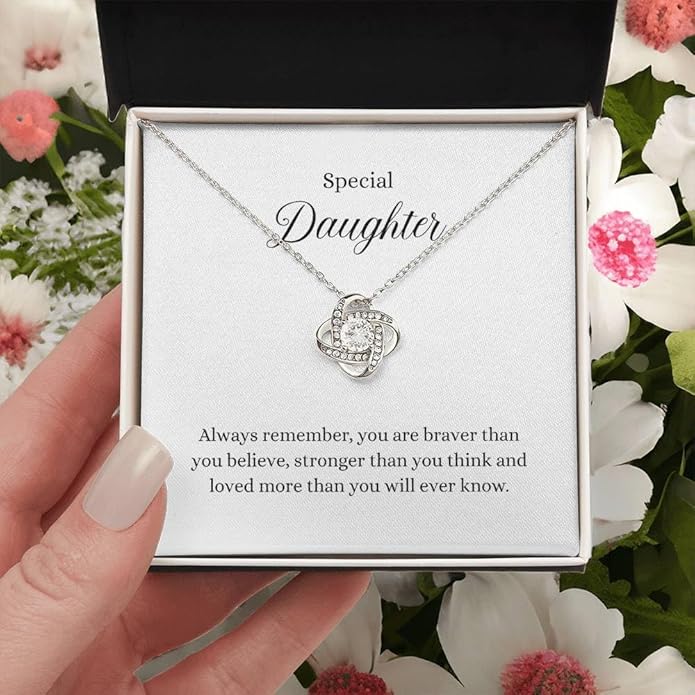 VIRAGIL To My Daughter Gift Necklace From Dad or Mom - Badass Daughter Jewelry With Heartfelt Message & Elegant Box