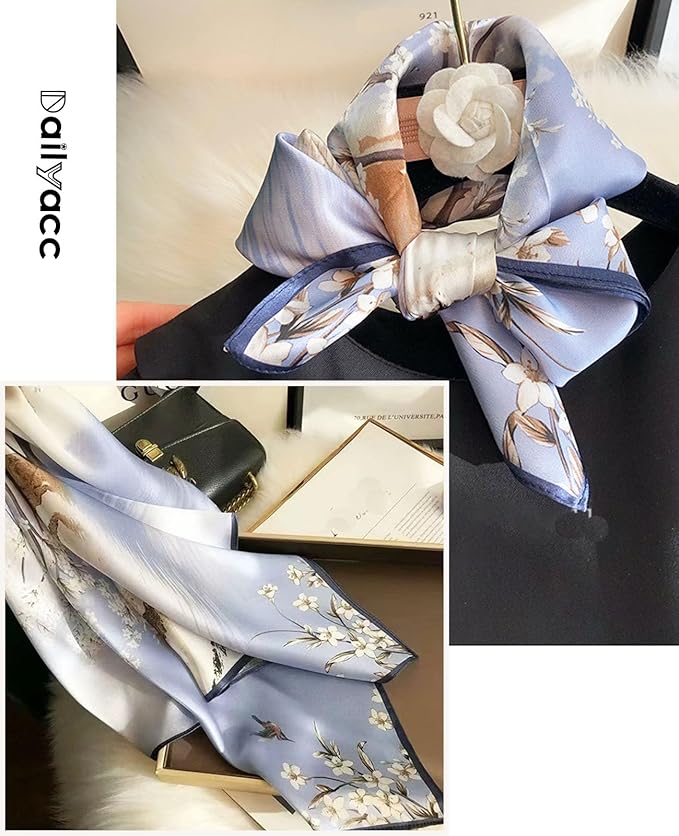 Dailyacc Hair Bandanas Scarf For Women Lightweight Fashion Neck Silk Satin Head Scarves For Sleeping Handbags Scarf