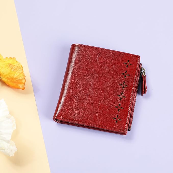 Lavemi Ultra Thin Small Compact Leather Womens Girls Wallets RFID Blocking Credit Card Holder for Women
