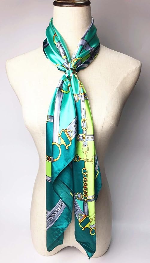 YOUR SMILE Silk Like Scarf Women's Fashion Pattern Large Square Satin Headscarf Headdress
