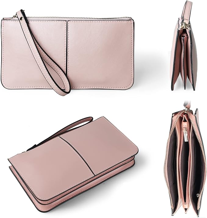 befen Genuine Leather Wristlet Clutch for Women Ultra-Slim Ladies Credit Card Holder Wallet Purses with RFID Protection