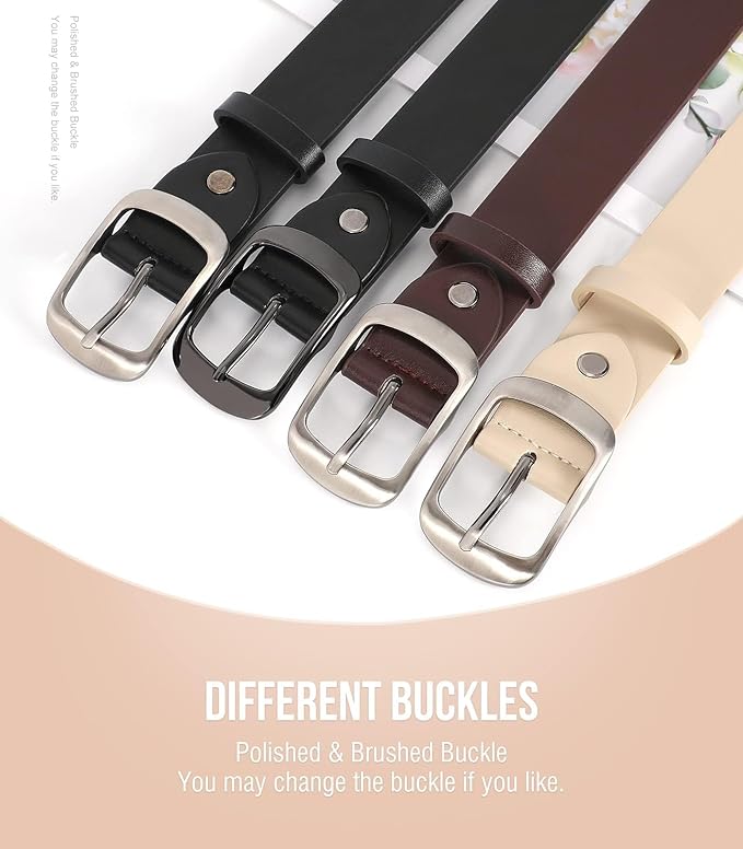 VONMELLI 2 Packs Women Leather Belts for Jeans Fashion Leather Ladies Waist Belt