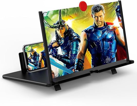 12" Screen Magnifier for Cell Phone, Mobile Phone 3D HD Magnifying Projector Screen Enlarger for Movies, Videos and Gaming, Foldable Phone Stand with Screen Amplifier,Compatible with All Phones