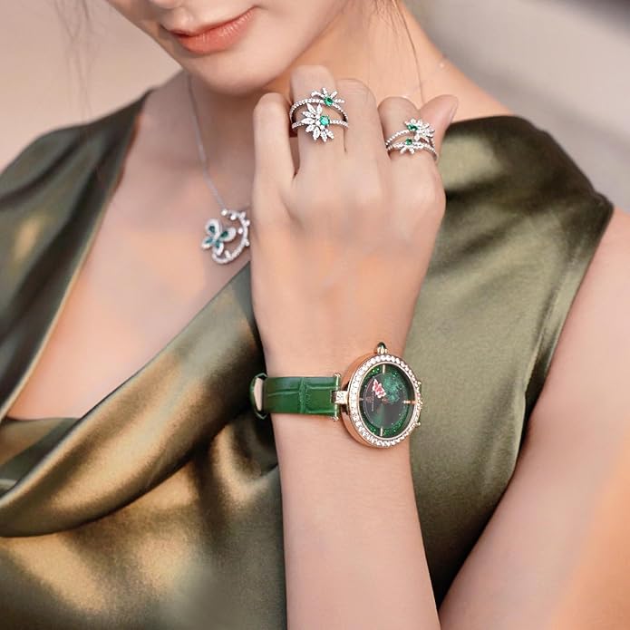 Women's Watch Butterfly Watches for Women Moving Butterflys Hands with Genuine Leather Strap Bee Watches for Women BLACK BY BLUE BRAVE Butterfly Lovers, Sapphire Crystal Glass combining Cubic Zirconia Stones and 3.5mm Synthetic Crystal Women's Wrist Watch