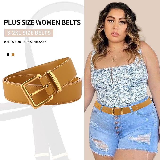 TINIDI Women Genuine Leather Belt for Jeans Pants Dress Fashion Ladies Waist Belt with Gold Buckle