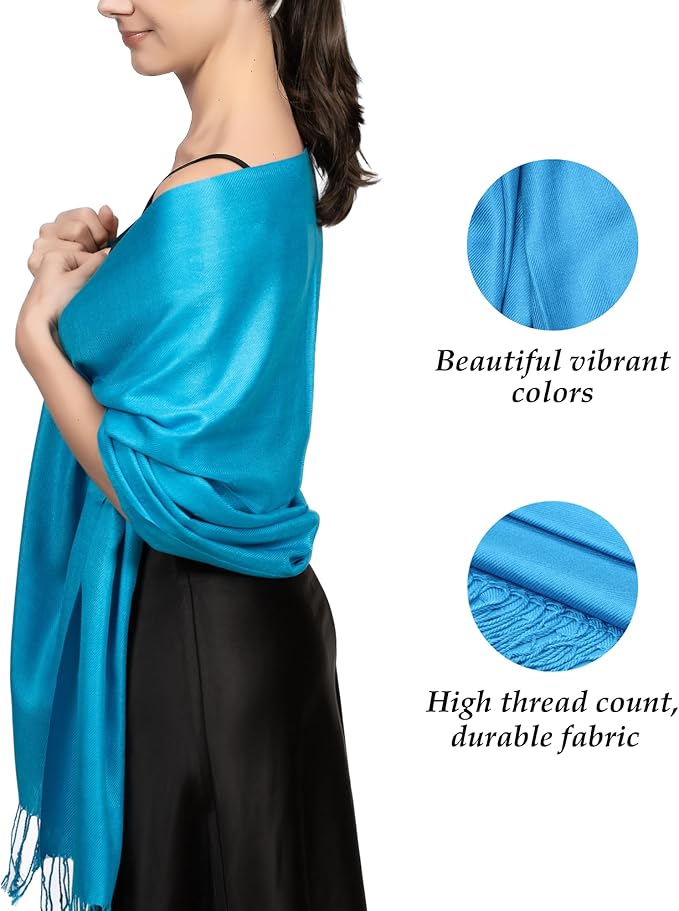 Achillea Soft Silky Pashmina Scarf for Women – Shawl Wrap for Evening Dresses, Bridesmaids, Weddings & Everyday Wear