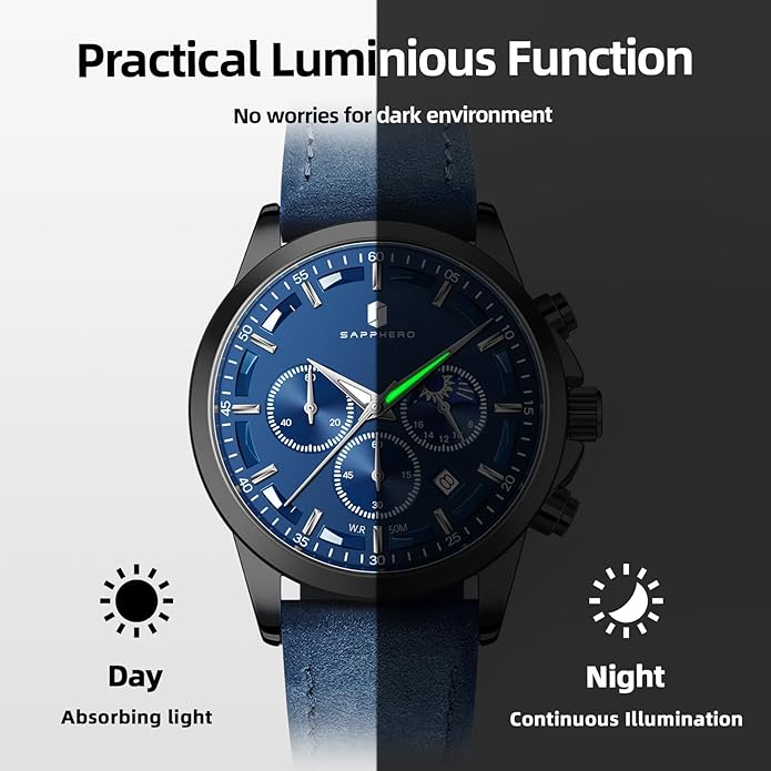 BY BENYAR Mens Watches Analog Quartz Chronograph Waterproof Wrist Watches for Men Fashion Business Work Casual Sport Designer Dress Watch with Calendar Elegant Gifts for Men