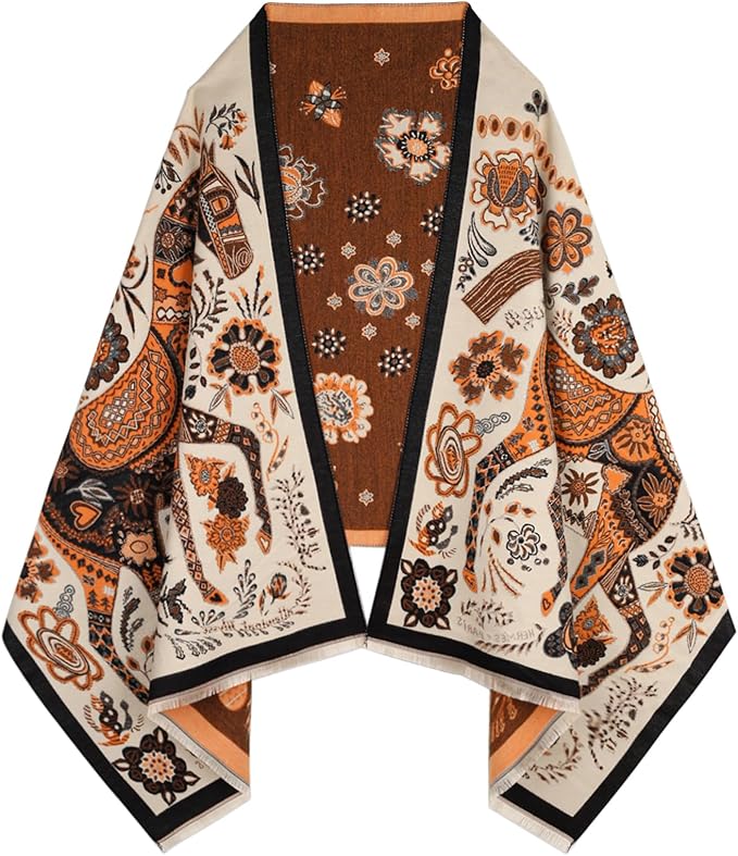 EXTREE Scarfs for Women Pashmina Silky Shawl Wrap for Evening Dressing Blanket Open Front Poncho Cape