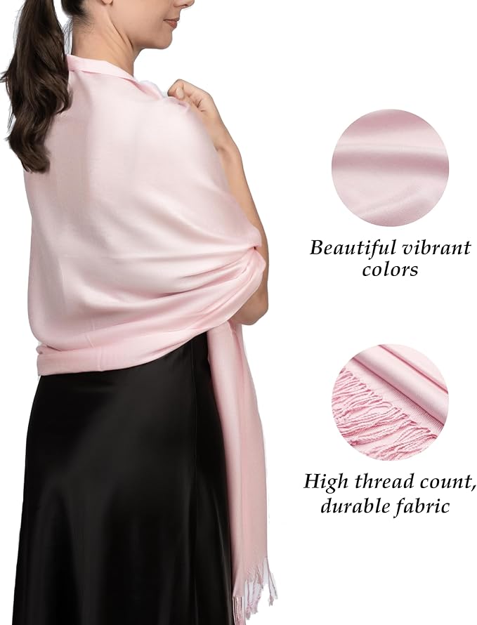 Achillea Soft Silky Pashmina Scarf for Women – Shawl Wrap for Evening Dresses, Bridesmaids, Weddings & Everyday Wear
