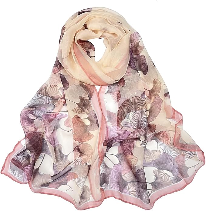 Pokeedioty Scarfs for Women Lightweight Fashion Scarves Elegant Floral Pattern Sheer Scarfs Sunscreen Shawls Wraps