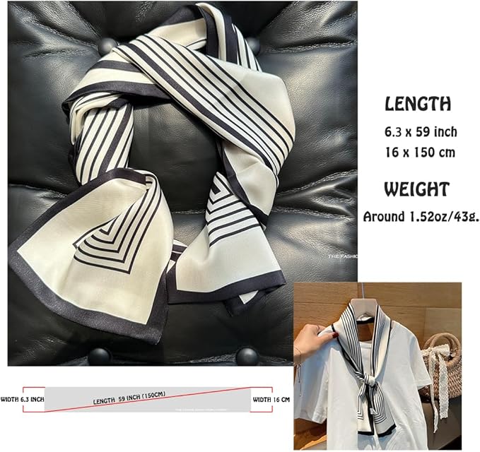 Livrerpi Silk Feeling Head Scarf Fashion Satin Hair Scarf Square Long Scarves for Women Gifts