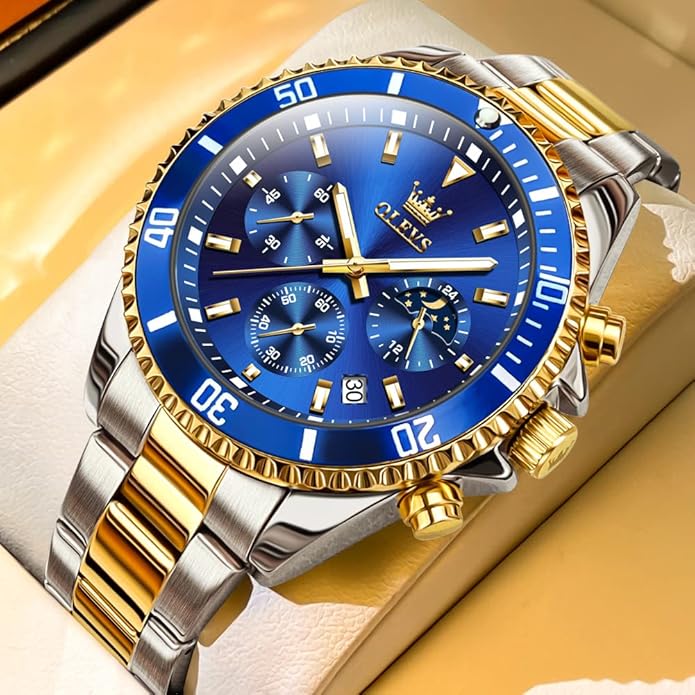 OLEVS Mens Watches Big Face Stainless Steel Waterproof Date Analog Quartz Watches Fashion BusinessWrist Watches for Men…