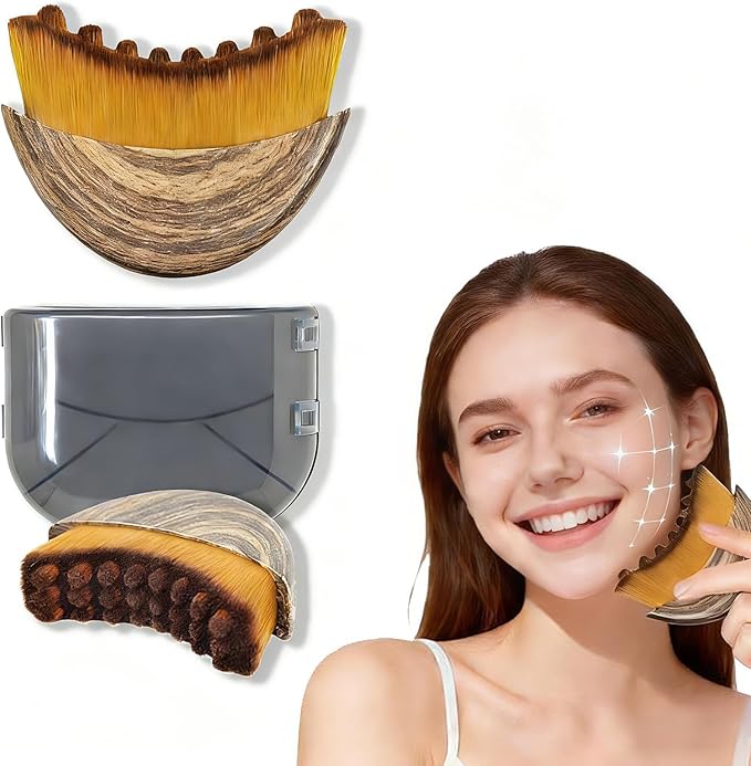 New Lymphatic Contour Face Brush - Dry Brushing Face Massager for Lymphatic Drainage, Chin & Jawline Sculpting - Ergonomic Skin Fit Design to Reduce Puffiness, Relieve Fatigue