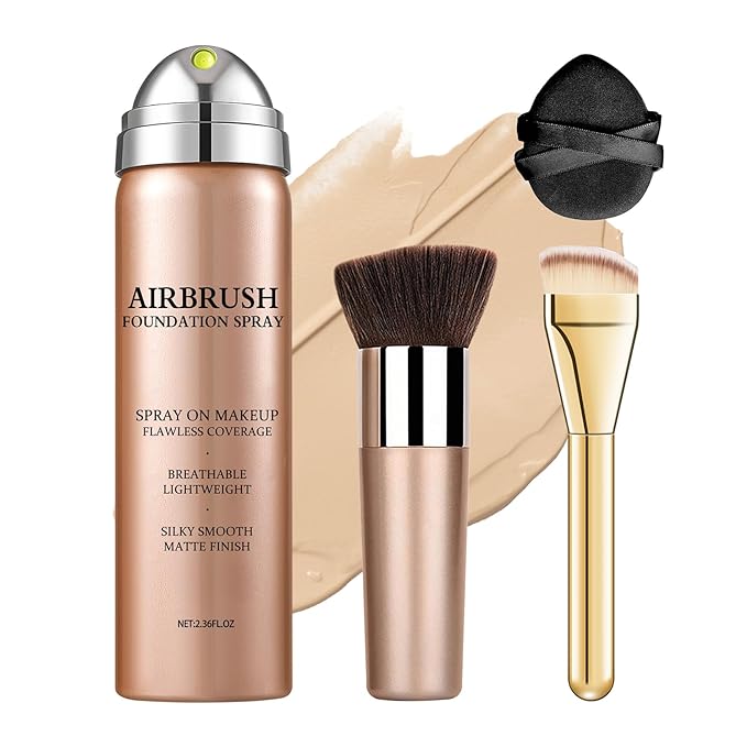 Magic Minerals Airbrush Foundation Makeup,Silk Flawless Airbrush Makeup,Waterproof Foundation for Older Women,Teenagers,Middle-aged,Full Coverage Foundation for Smooth Nude Finish (03 Nude)