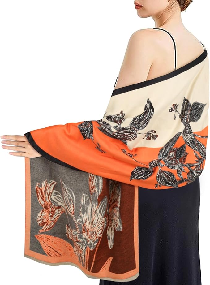 EXTREE Scarfs for Women Pashmina Silky Shawl Wrap for Evening Dressing Blanket Open Front Poncho Cape