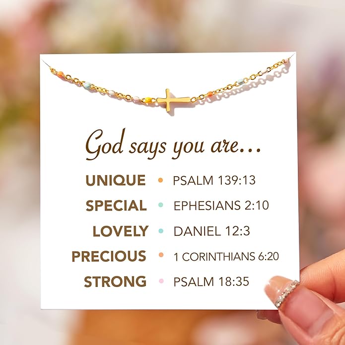 STORYJEWELLERY Christian Gifts for Women, Religious Confirmation and Baptism Gifts, Cross Bracelet for Women, Easter Gift, Encouragement Presents, Christian Jewelry